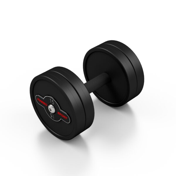 Rubberised steel dumbbell 15 kg black matt Marbo Sport