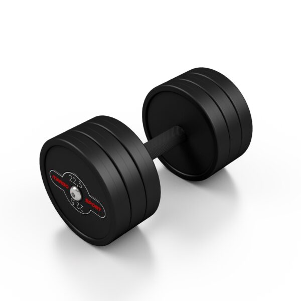 Rubberised steel dumbbell 22.5 kg black matt Marbo Sport