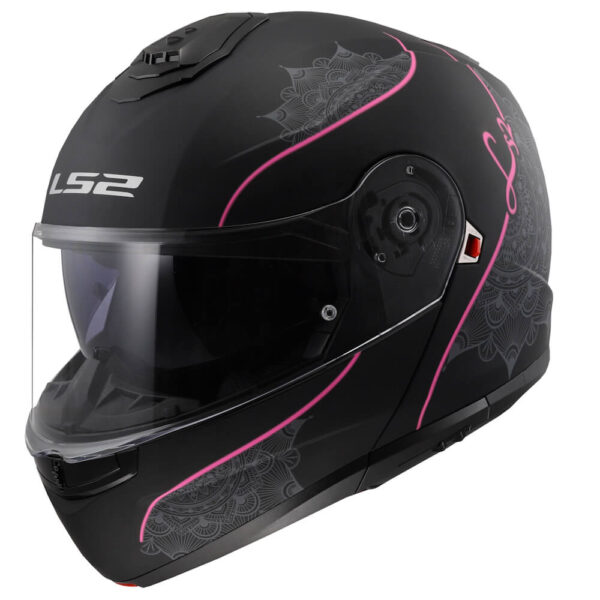 Flip up bukosisak LS2 FF908 Strobe II Lux Matt Black Pink